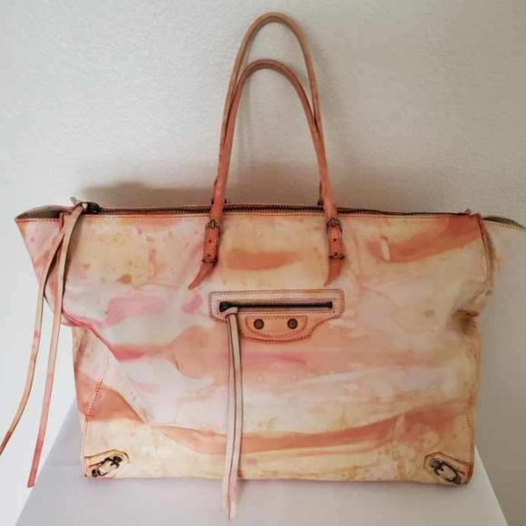 Balenciaga Graffiti giant City bag Purse pink yellow orange white neo papier